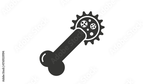 Stylized bone with gear and microbe icons