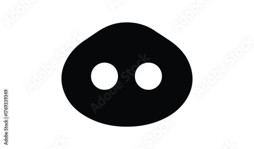 Simple black oval shape with two white oval eyes