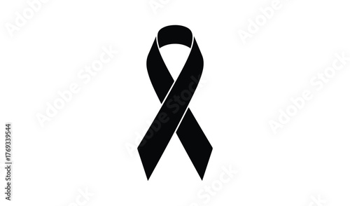 Black awareness ribbon symbol of mourning and remembrance