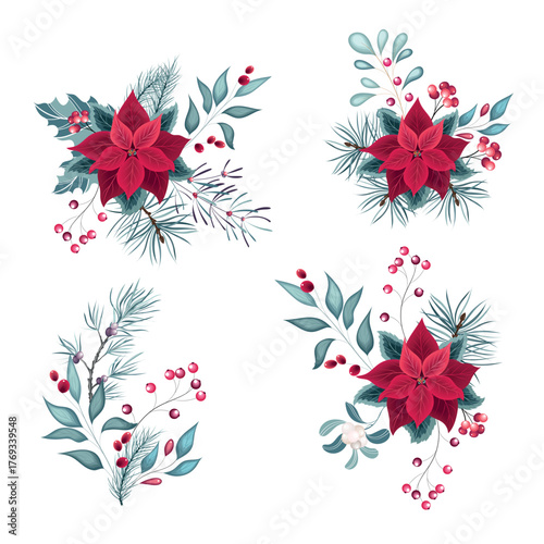 Set of decorative Christmas elements