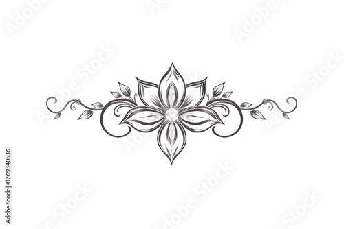 Sophisticated floral ornament with lotus flower and diamond, creating a luxurious and elegant design