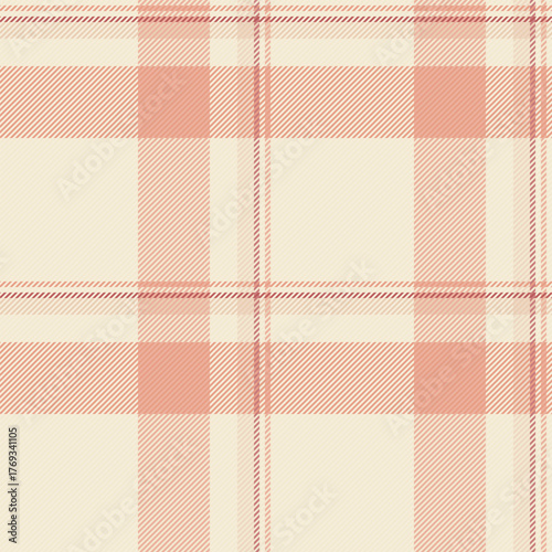 Cut out texture check fabric, lumberjack plaid background pattern. Lined tartan vector seamless textile in light and antique white colors.