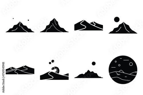 dune silhouette vector illustration icon set