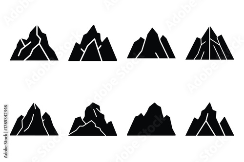 glacier silhouette vector illustration icon set