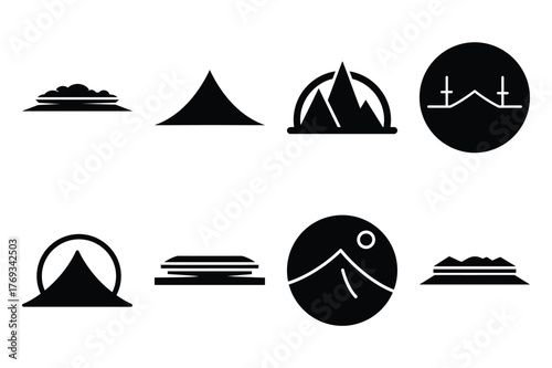 horizon silhouette vector illustration icon set