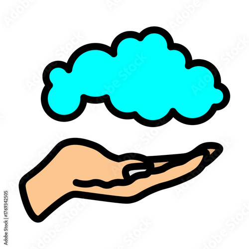 Hand With Cloud Vector Filled Icon Design
