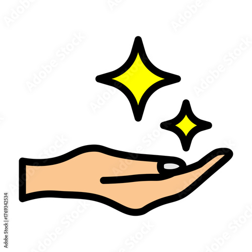 Hand With Spark Vector Filled Icon Design