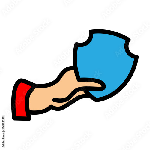Hand With Shield Vector Filled Icon Design