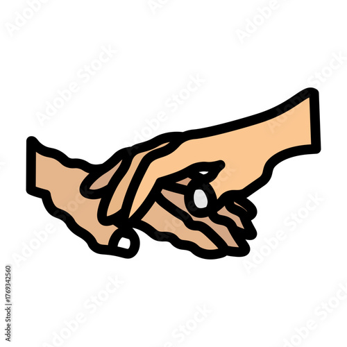 Hand with Elderly Hand Vector Filled Icon Design