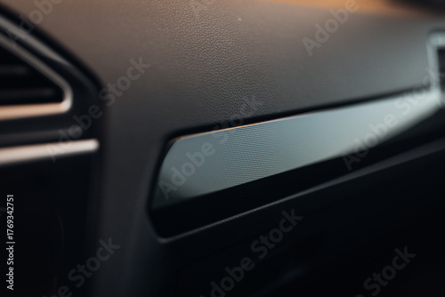 Modern luxury car leather panel close up
