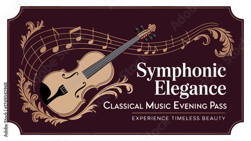 Symphonic Elegance Classical Music Concert Ticket Vector