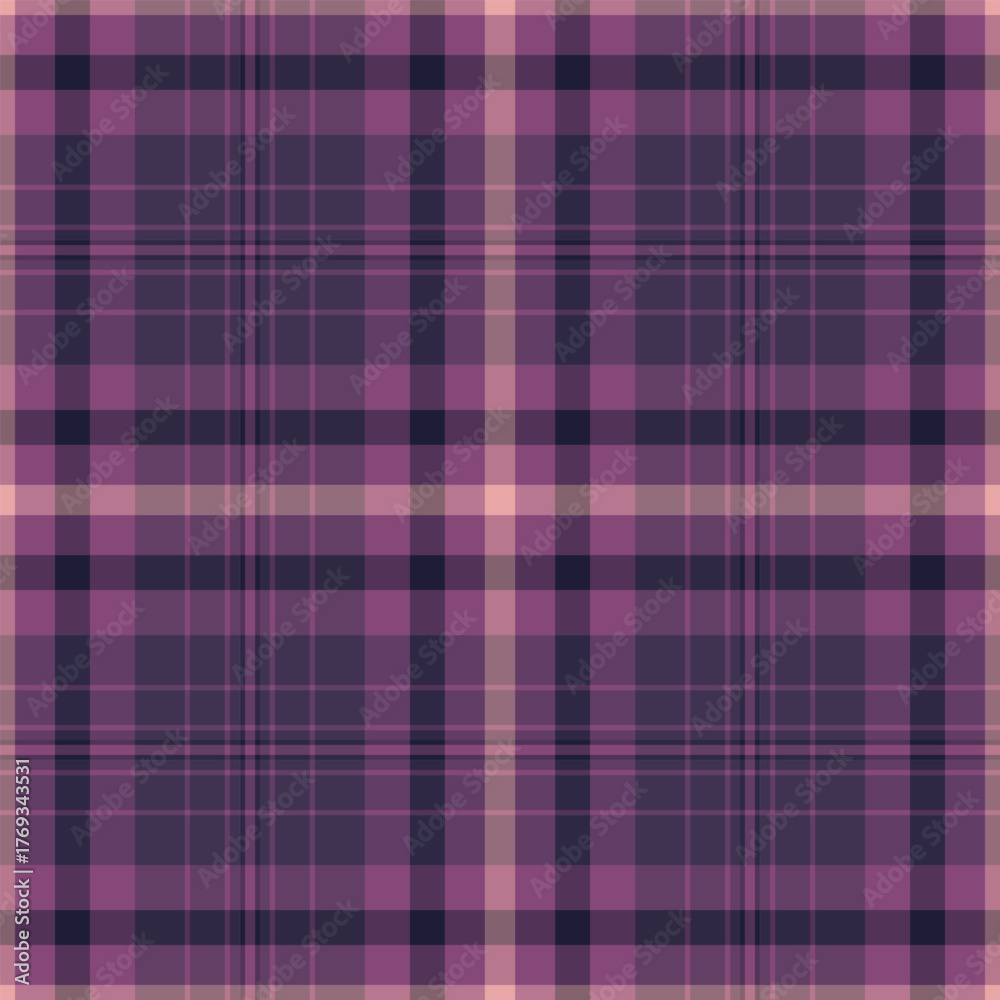 Fototapeta premium Romantic background tartan texture, warmth check vector plaid. Sketch textile seamless fabric pattern in purple and pink colors.