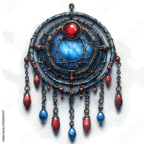 Shamanic Amulet, watercolor vector, isolated on a white background.