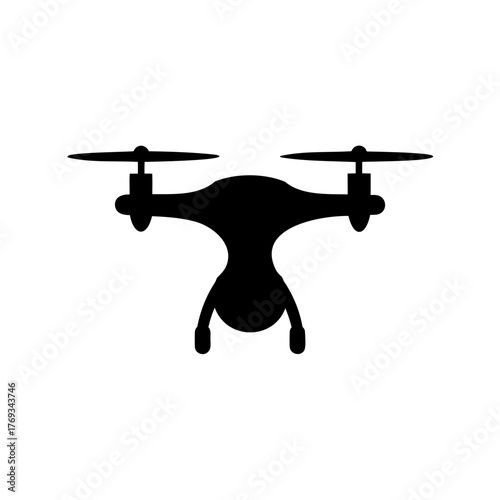 Silhouette illustration of a modern drone with propellers and landing gear