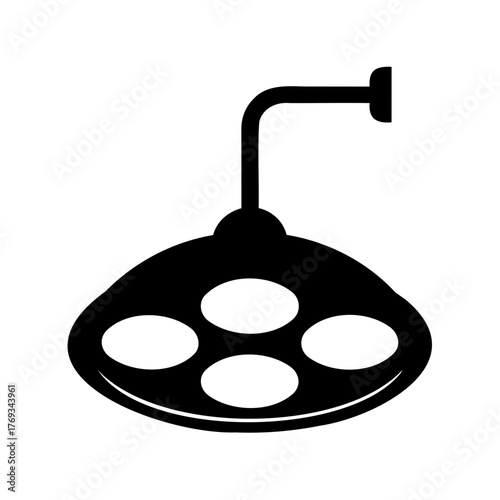 Black and white vector illustration of a surgical operating room light