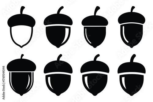 acorn silhouette vector illustration icon set