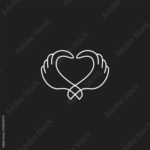 love wings hand care symbol decoration vector