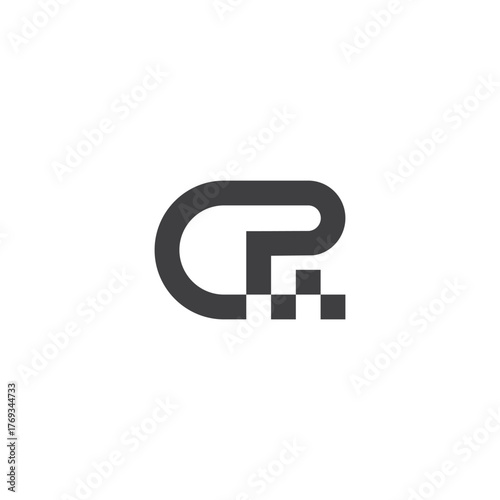 letter cp dots race road symbol logo vector