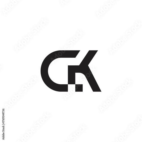 letter ck dots simple geometric lines logo vector