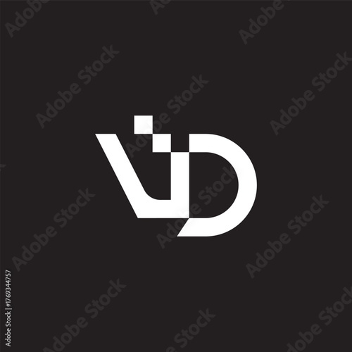 letter vd simple linked motion dots geometric logo vector
