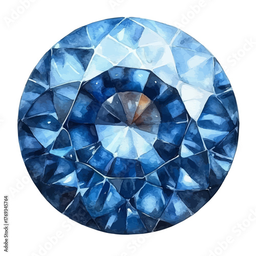 Sapphire Nose Stud, watercolor vector, isolated on a white background.