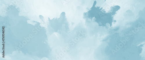 Bright painted sky blue watercolor background. Watercolor sky background pastel blue clouds. beautiful blue and white texture background.  Soft subtle gradient, soft focus , sky, gradient.  