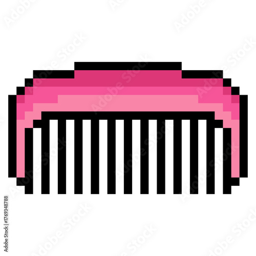 Comb with pixel art on white background