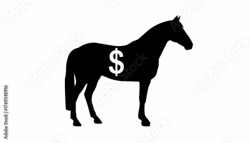 Horse silhouette with dollar sign offers financial growth and investment potential