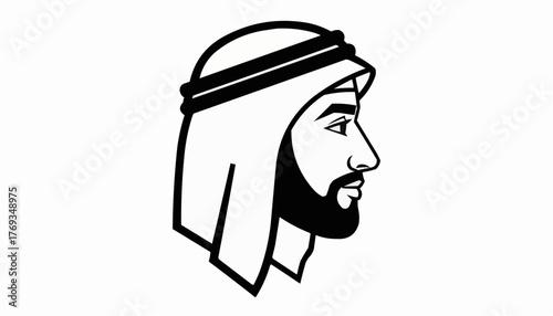 Striking side profile of a dignified Arab man in traditional attire for cultural designs