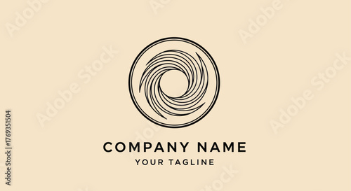 Modern circular logo with an abstract swirling vortex pattern.
