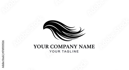Elegant flowing black hair logo design for a beauty company.