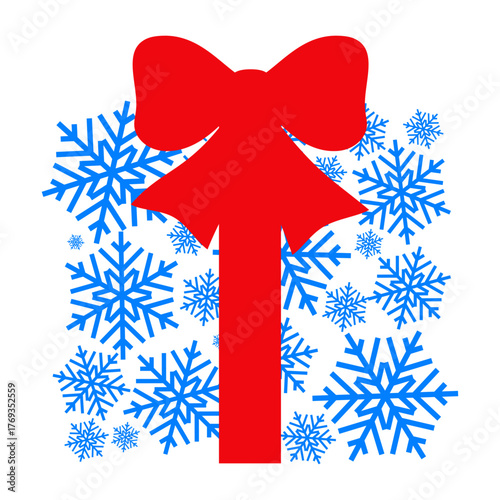 Logo con copos de nieve con forma de caja de regalo para tarjetas y felicitaciones de Navidad	