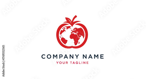 Red Apple Globe Logo - A Symbol of Global Health and Sustainability.