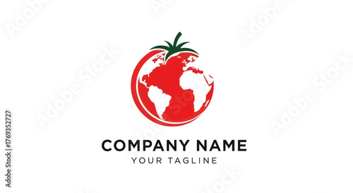 Tomato globe logo representing global food company with fresh produce.