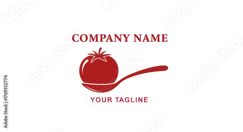 Tomato and Spoon Logo Design for Food Company or Restaurant Branding.