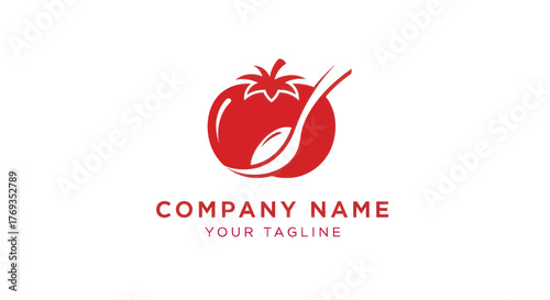 Tomato Spoon Logo Design for Culinary Business Branding.
