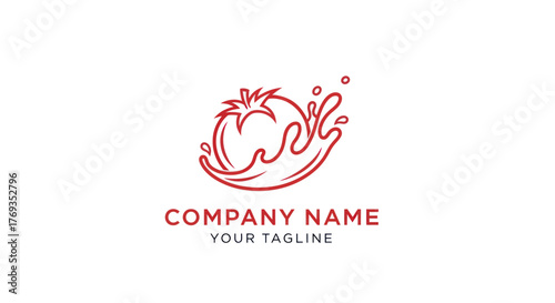 Tomato Splash Logo - Fresh, Vibrant, and Appetizing Design for Food Brands.