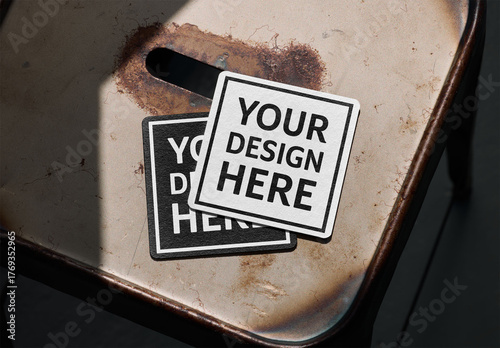 Mockup Of Two Customizable Square Drinks Coasters