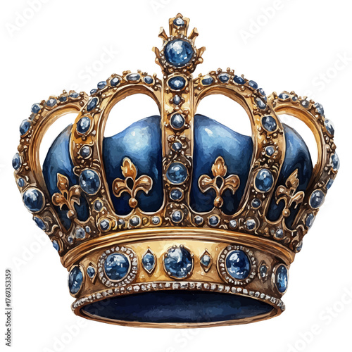 watercolor of Royal Insignia Brooch, vector, isolated on a white background.