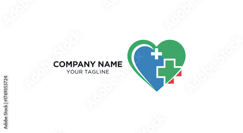 Heart Shaped Medical Cross Logo Design for Healthcare Company.
