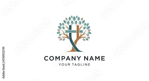 Tree forming a cross, symbolizing faith, growth, and connection to nature.