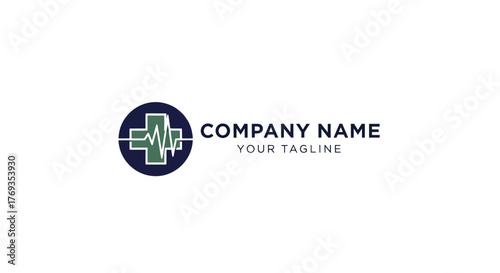 Medical Cross with Heartbeat Line Logo Design for Healthcare.