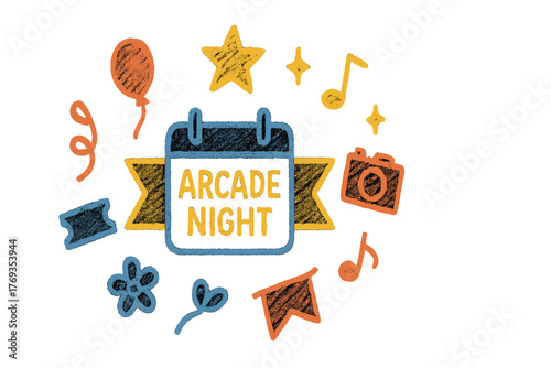 Exciting details about arcade night event with fun decorations and activities planned for attendees