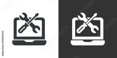 Laptop Service icon. Solid glyph series icon