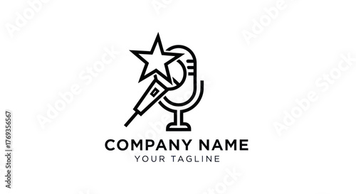 Star Microphone Logo Design for Company Branding and Entertainment Industry.