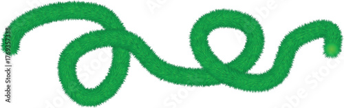 An abstract, bright green element with a soft, fuzzy, shaggy texture like fur