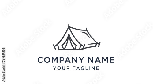 Camping tent logo design for outdoor adventure company branding.