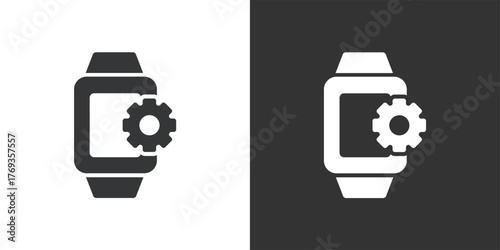Smart Watch Settings icon. Solid glyph series icon