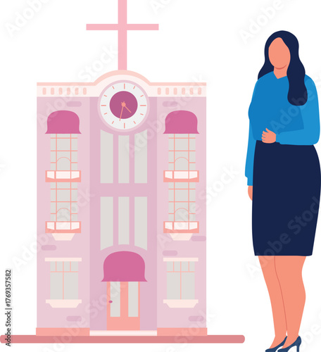 Business lady payer church in happy sunday.