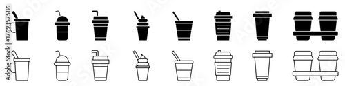 Coffee icon vector set. Hot drink illustration sign collection. Coffee house symbol. coffee to go logo.